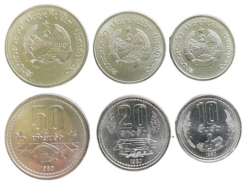 Laos 3 Münzen Set 10, 20, 50 Att Weltmünzen