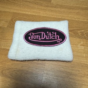 VTG Von Dutch Terry Cloth Wristband Sweatband White Pink black VTG