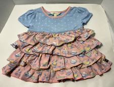 Matilda Jane Giels pink / blue ruffle dress pullover size 2