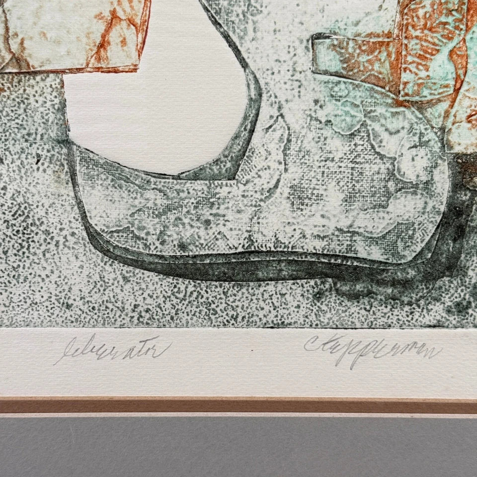 Vintage Abstract Expressionist Modernism Lithograph Art Print Signed Framed - Image 4 of 4