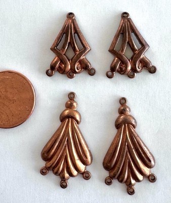 Vintage 3 Loop Solid Copper Drop Findings Charms 4