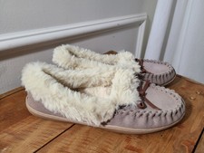 J. Crew Brown Moccasin Lined Slippers Faux Fur Shoes Women's US 7-8
