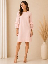 Francesca’s Blush Pink Ruffle Sleeve Sweater Dress XS NWT