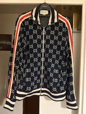 Gucci Navy GG Jacquard Track Jacket Size M 100% Authentic