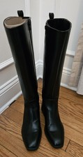 NINE WEST LORAINE BLACK LEATHER BOOTS SIZE 7.5 REGULAR NOT FOR WIDE CALVES.