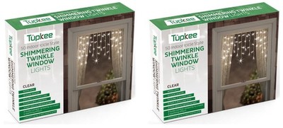 Tupkee Window Icicle Lights Set, 3 Feet (0.91 m), 50 Clear Incandescent...