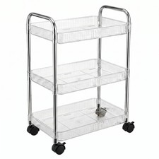3 Tier Rolling Cart with Lockable Wheels, Clear Acrylic Slim Utility Cart, 13...