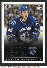 2013-14 Score #637 Jordan Schroeder HR RC Vancouver Canucks