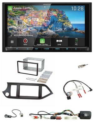 Kenwood Bluetooth Lenkrad 2DIN USB TMC DAB Navigation für Kia Picanto ab 11 AUX,
