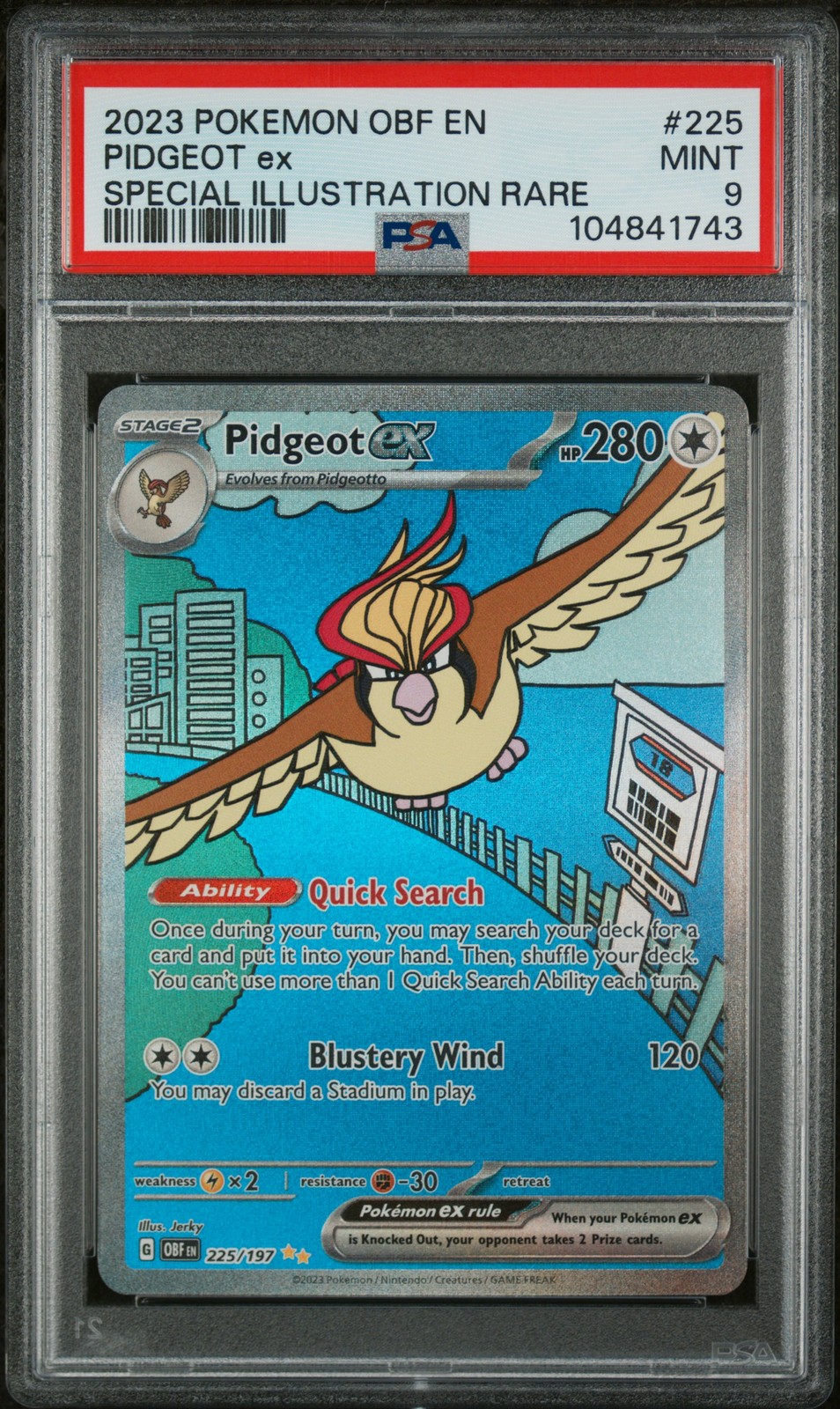 2023 POKEMON OBF EN-OBSIDIAN FLAMES SPECIAL ILLUSTRATION RARE PIDGEOT EX PSA 9