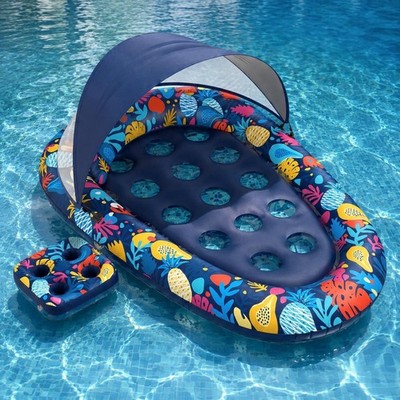 Aufblasbare Poolliege mit Sonnendach Sicherheitsdesign für Urlaub, Party