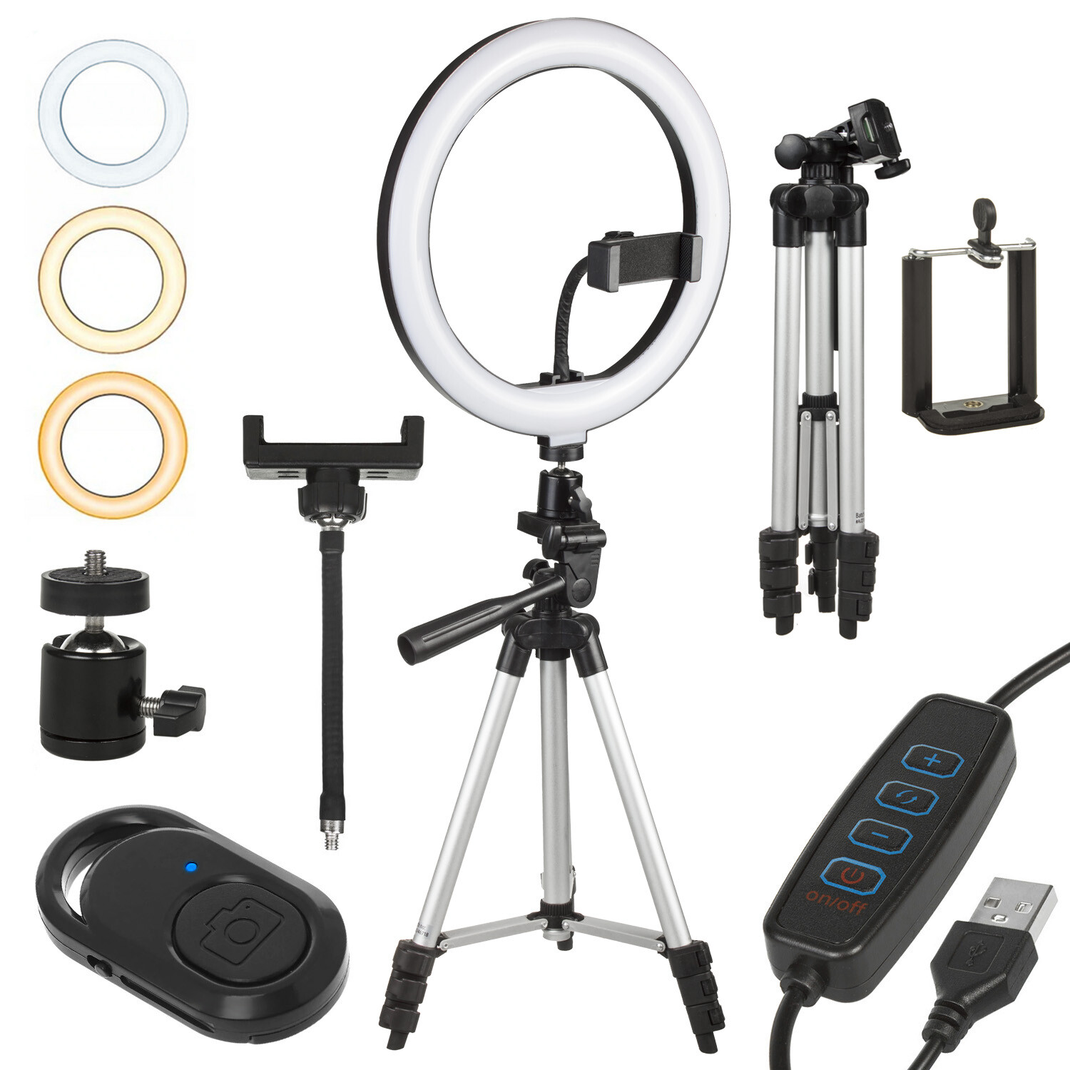 Anneau lumineux pour tik tok et vlogging avec trépied stable noir