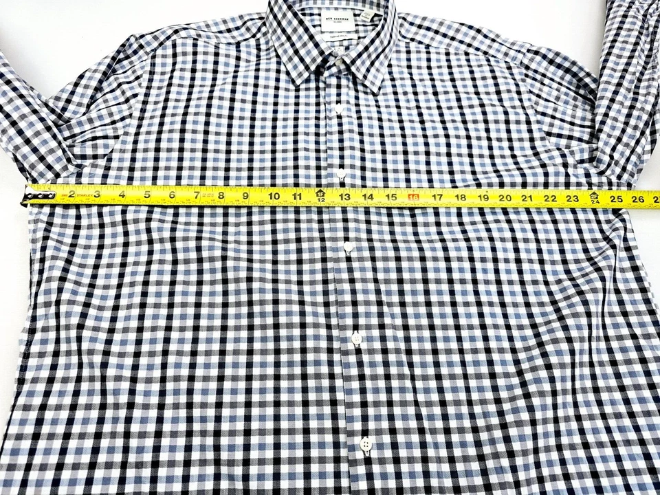 Ben Sherman Calce Ajustado a Medida Talla 18 36-37 2XL Para Hombres Negro Azul Gris Blanco Cuadros Foto 3 de 4