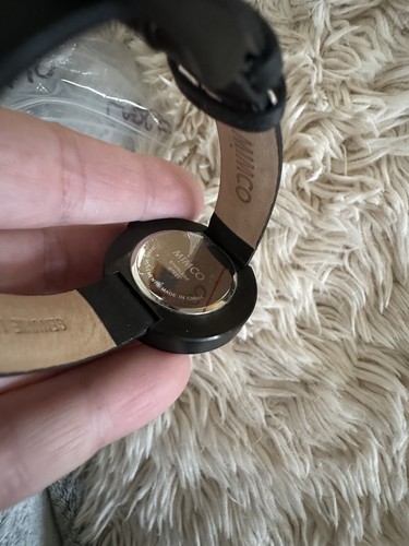 πππβοΈMimco New $279 Black Crystal Leather Strap Time Peace TimePeace Watch - Picture 16 of 24