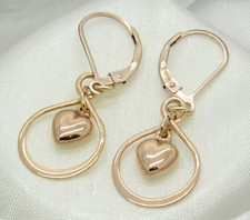 Solid 925 Sterling Silver Rose Gold Infinity Heart Leverback Earrings Gift Box