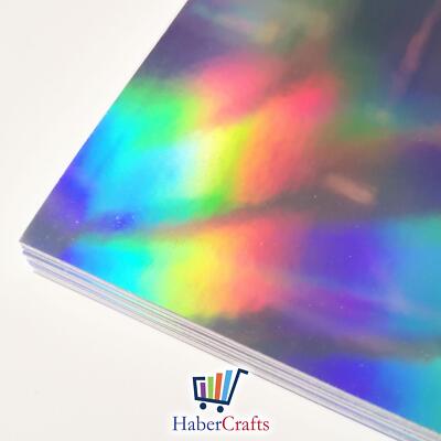 silver holographic card Holographic Card A4 Silver Rainbow Card Metallic Holographic Paper Thick  210gsm