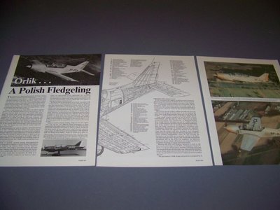 VINTAGE..PZL-130 ORLIK..HISTORY/SPECS/CUTAWAY/3-VIEWS..RARE! (16F)