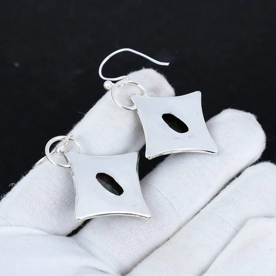 Colorful Labradorite 925 Sterling Silver Handmade Jewelry Earring Birthday Gift - Image 3 of 4