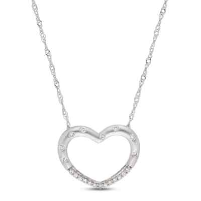 Damen Diamant Herz Halskette 1/10 ct tw rund 10 K Weißgold 17'' von Jared EC