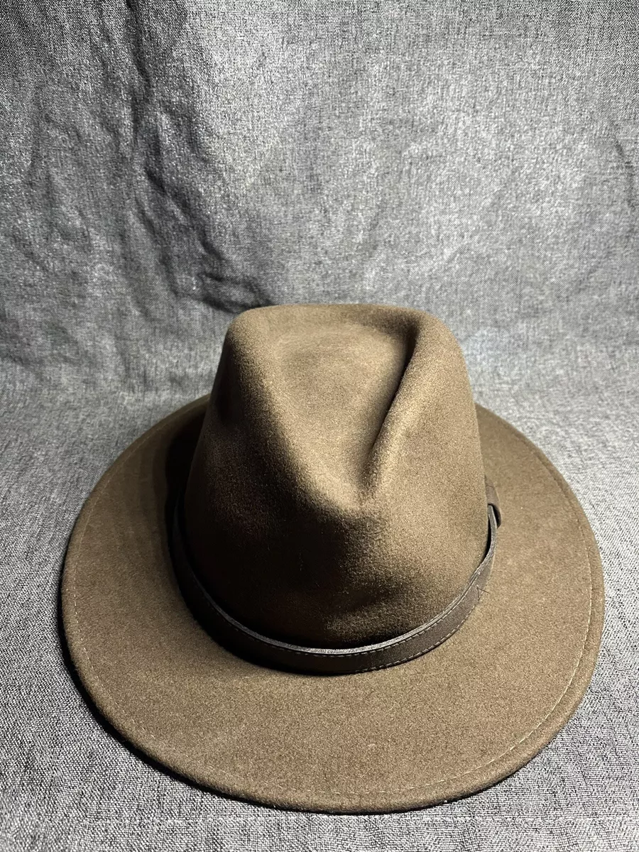 HENSCHEL HAT CO SIZE L MADE IN USA 100% WOOL FELT FEDORA BROWN