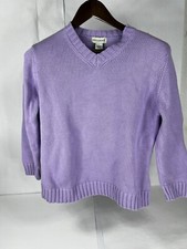 Vintage Pastel Sweater Purple M L Women  s Knit USA VTG Crossroads Cotton Summer