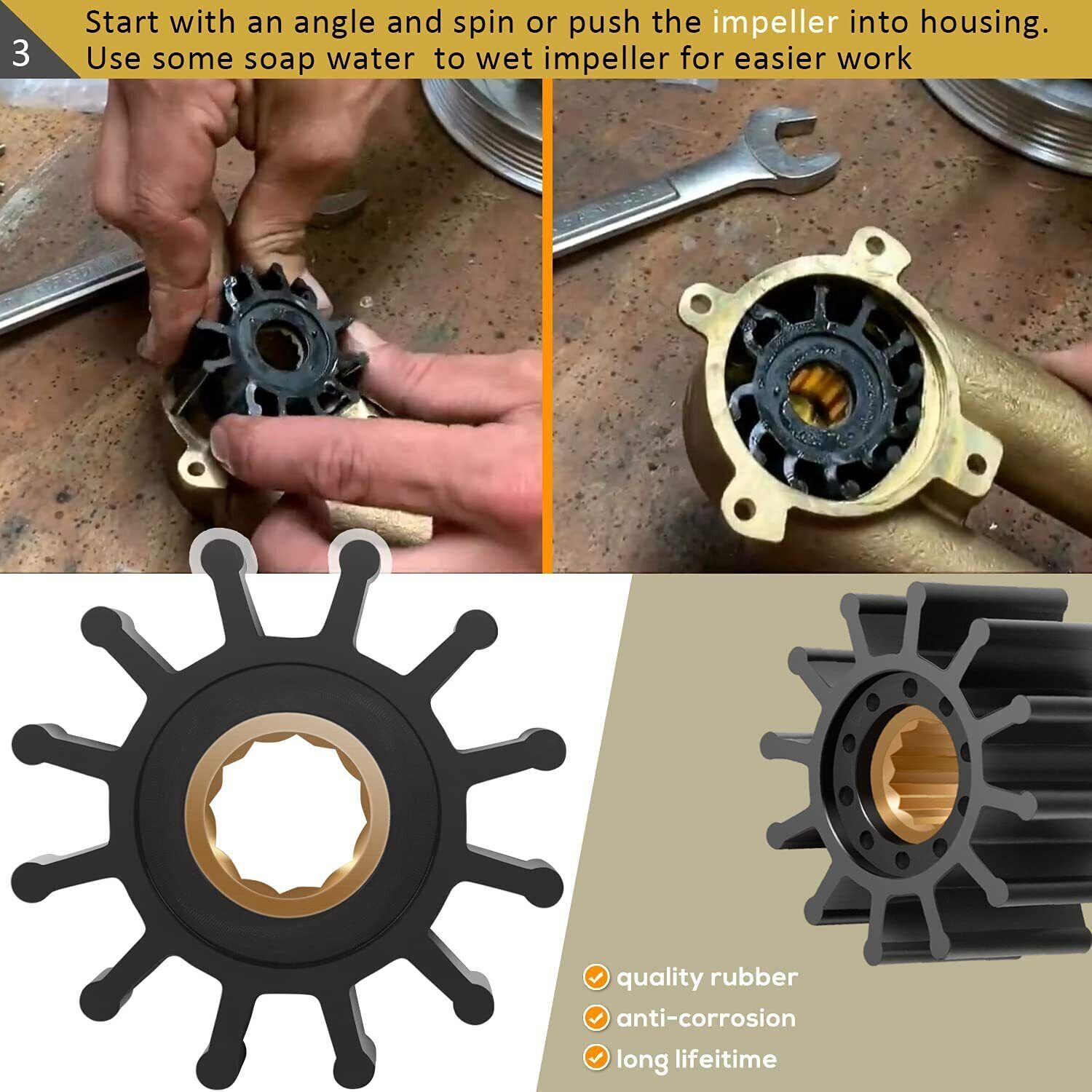 For 19992005 Volvo Penta Water Pump Impeller Kit 3.0 4.3 5.0 5.7 8.1L