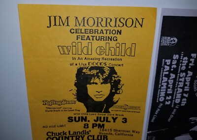 WILD CHILD JIM MORRISON 2 VTG FLYER PSYCH ROCK DAVE BROCK THE