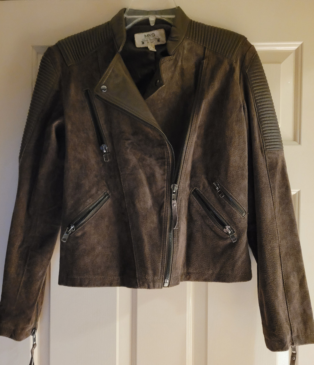 Mango Brown Leather Jacket Size Small Motorcycle … - image 1