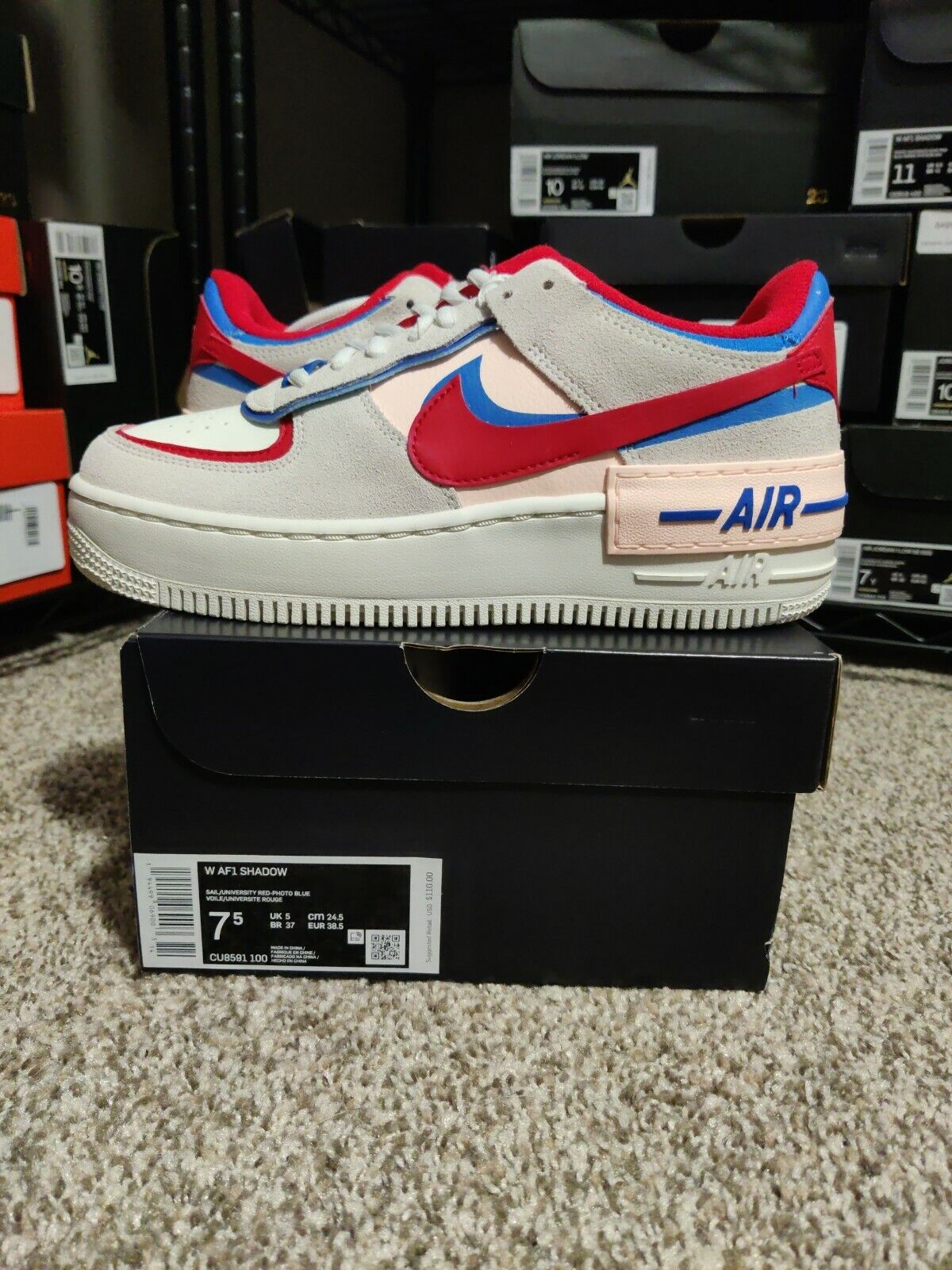 red and blue air force 1 shadow