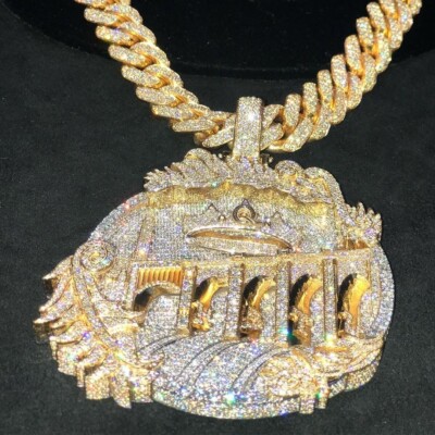 Custom 3D Iced Out Hip Hop ''Chak Dam'' VVS Moissanite 925 Sterling Silver Pendant
