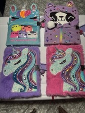 NWT Claire  s Bundle of 4 Fuzzy Journals With Lock  Key.