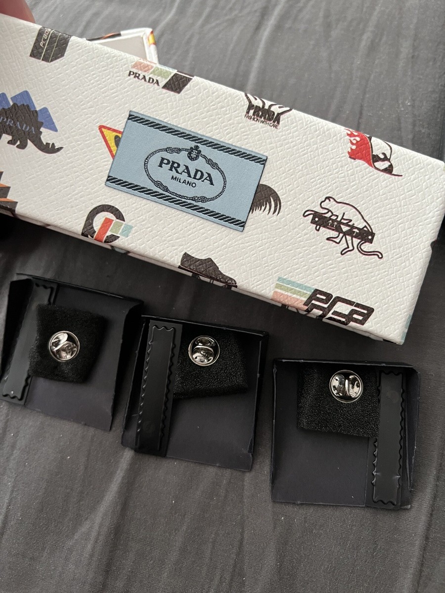Prada Enamel Metal Pin Brooch Set NEW w/ Box! | eBay
