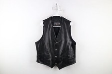 Vintage 90s Streetwear Mens Large Buffalo Head Nickel Button Leather Vest Jacket