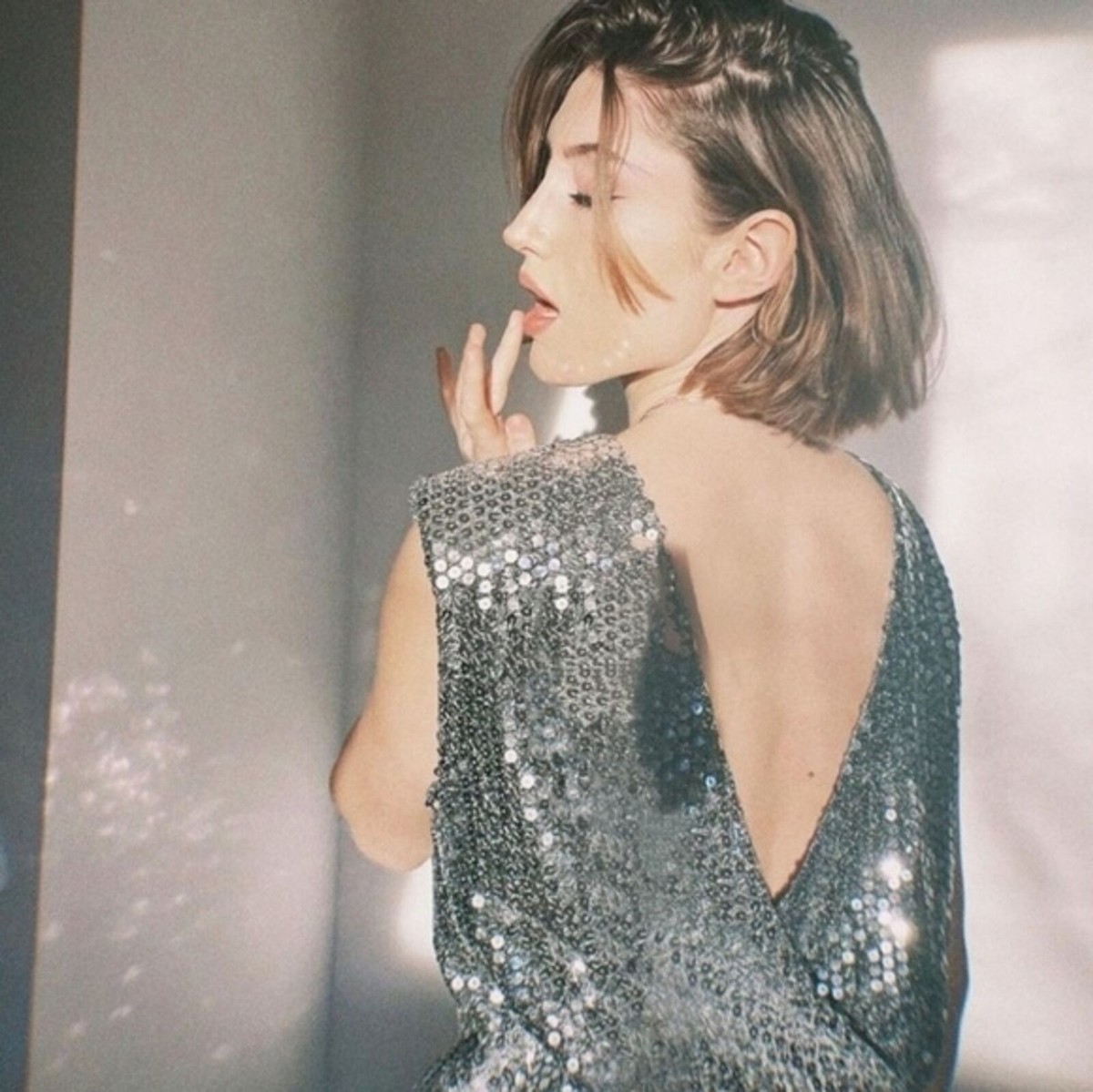 BLOGGER!!! Zara Wrap Silver Sequin Metallic Mirror Structured Draped Dress  sz S | eBay