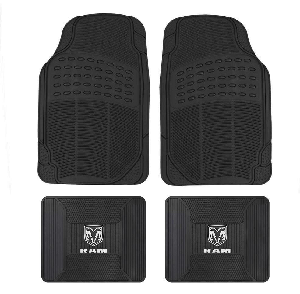 NEW 4PC BLACK RAM ALL WEATHER HEAVY DUTY RUBBER FLOOR MATS | eBay
