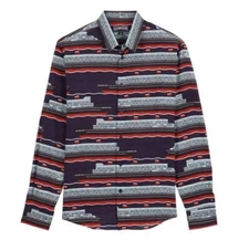 Vilebrequin Light Cotton Shirt / Unisex Caracal / Navy Red / RRP £165