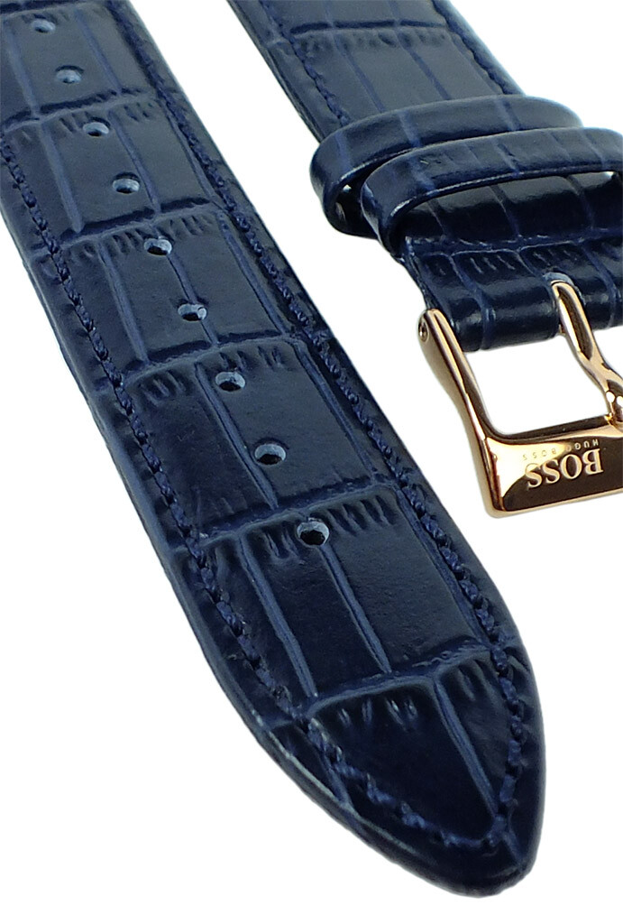 Bracelet Montre En Cuir De Veau Bleu 20mm Avec Boucle Déployante - Marque RVC, Unisexe Adulte