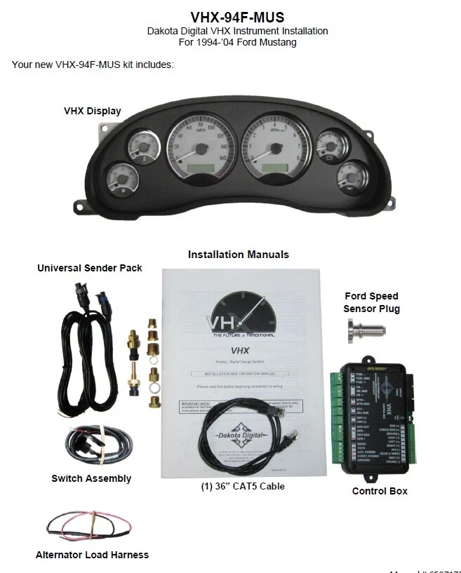 Аналоговая система указателей приборной панели Dakota Digital 1994-2004 Ford Mustang VHX-94F-MUS-S-B - Изображение 4 из 4