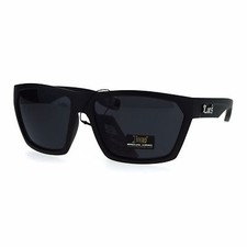 Mens Locs Sunglasses Black Wrap Around Trapezoid Frame Metal Tip UV 400