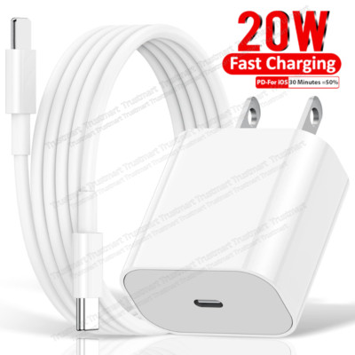 20W PD USB-C Power Adapter Fast Type C Wall Charger iPhone 15/14/13/12/11/Pro/XR