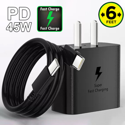 #ad 6FT USB C Cable 45W Fast Charger Wall Adapter For Samsung Galaxy S24 S23 S22 S21 $2.74