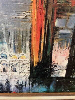 Vtg Bouvier de Cachard Reproduction Print on Canvas 1964 Piazza