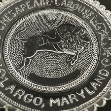 Bisonte Largo Maryland Raro Pairpoint Vidrio Taza Plato Dentzel Chesapeake Carrusel