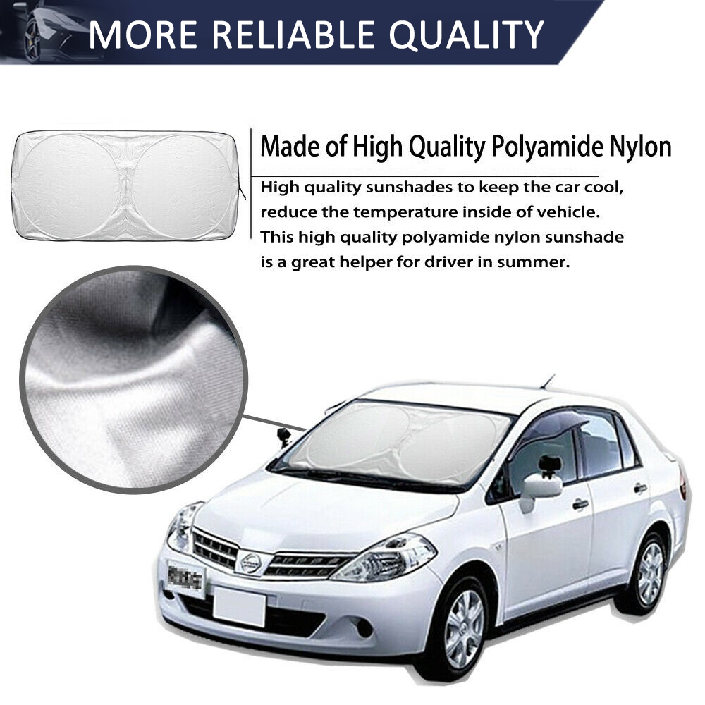 JYMAOYI Large Windshield Sun Shade For Dodge Cars – 63"x34" Silver Reflective UV Block, Pop-Up Style
