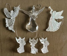 Lot of 6 Vintage Angel Acrylic Christmas Ornaments 1990s