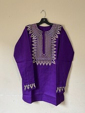 African clothing for men-Embroidered Dashiki M-7X long sleeve purple