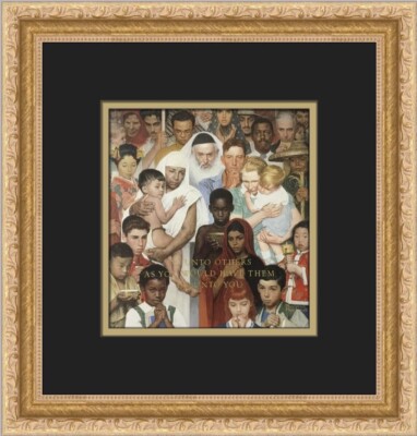 Norman Rockwell Golden Rule Custom Framed Print
