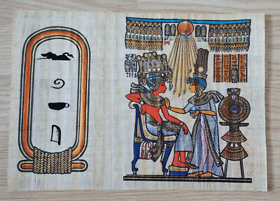 Handgemalte ägyptische Hieroglyphen Kunst auf Papyrus Pergamentpapier