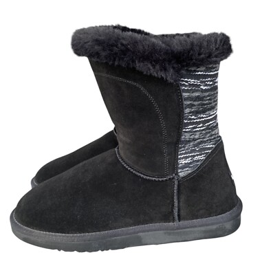 LAMO Willow Boots Womens 11 Black Suede Fur Lined Side Zipper Winter NWOT