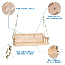 Heavy Duty 880 LBS 5FT Patio Wooden Porch Swing with Hanging Chains for Yard